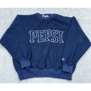 Vintage Pepsi Sweatshirt Mens Large Blue Crewneck Sweater Spellout Y2K Adult